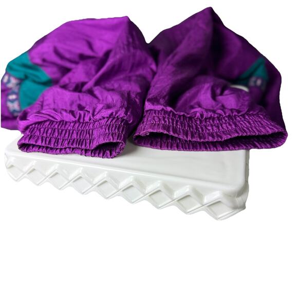 VTG 90s Lavon XL Track Suit Jacket Pants Windbreaker Retro Purple Teal Shiny Ski - Picture 6 of 16